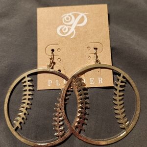 Gold Baseball Earrings